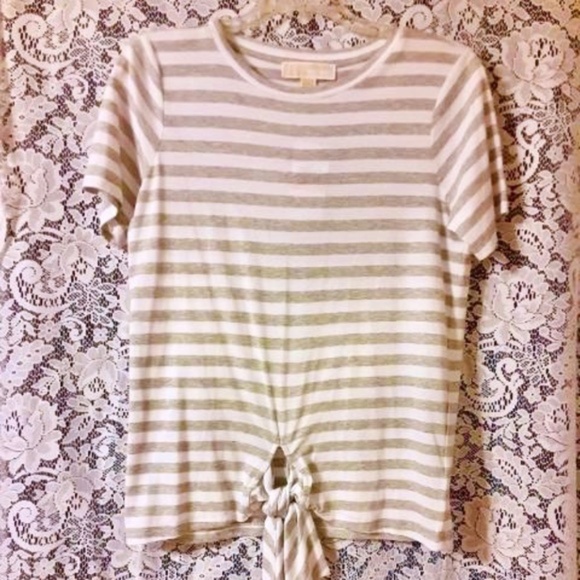 Michael Kors Short Sleeve Tie Front Striped Top Sz S - Picture 5 of 5